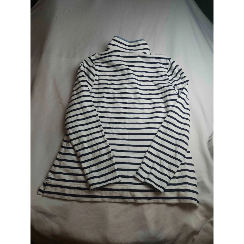 Crown & Ivy Harper Sweatshirt Womens Large Blue Striped Mock Neck Pullover
